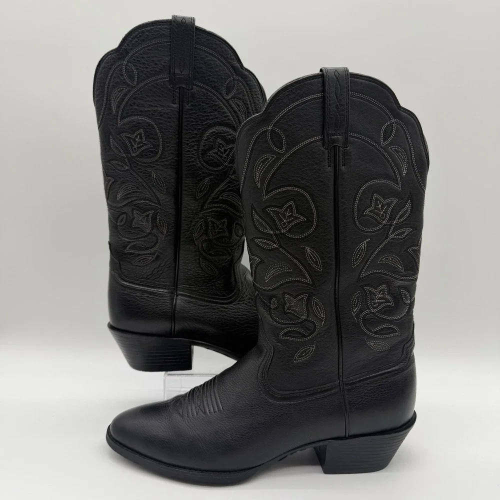 Ariat Heritage Western R-Toe Black Leather Boots 10001037 Womens 8.5 B